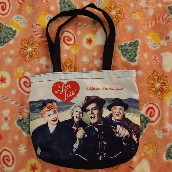 I Love Lucy Tote Bag with Cosmetic Bag "CALIFORNIA HERE WE COME" Main Cast - Picture 3 of 11